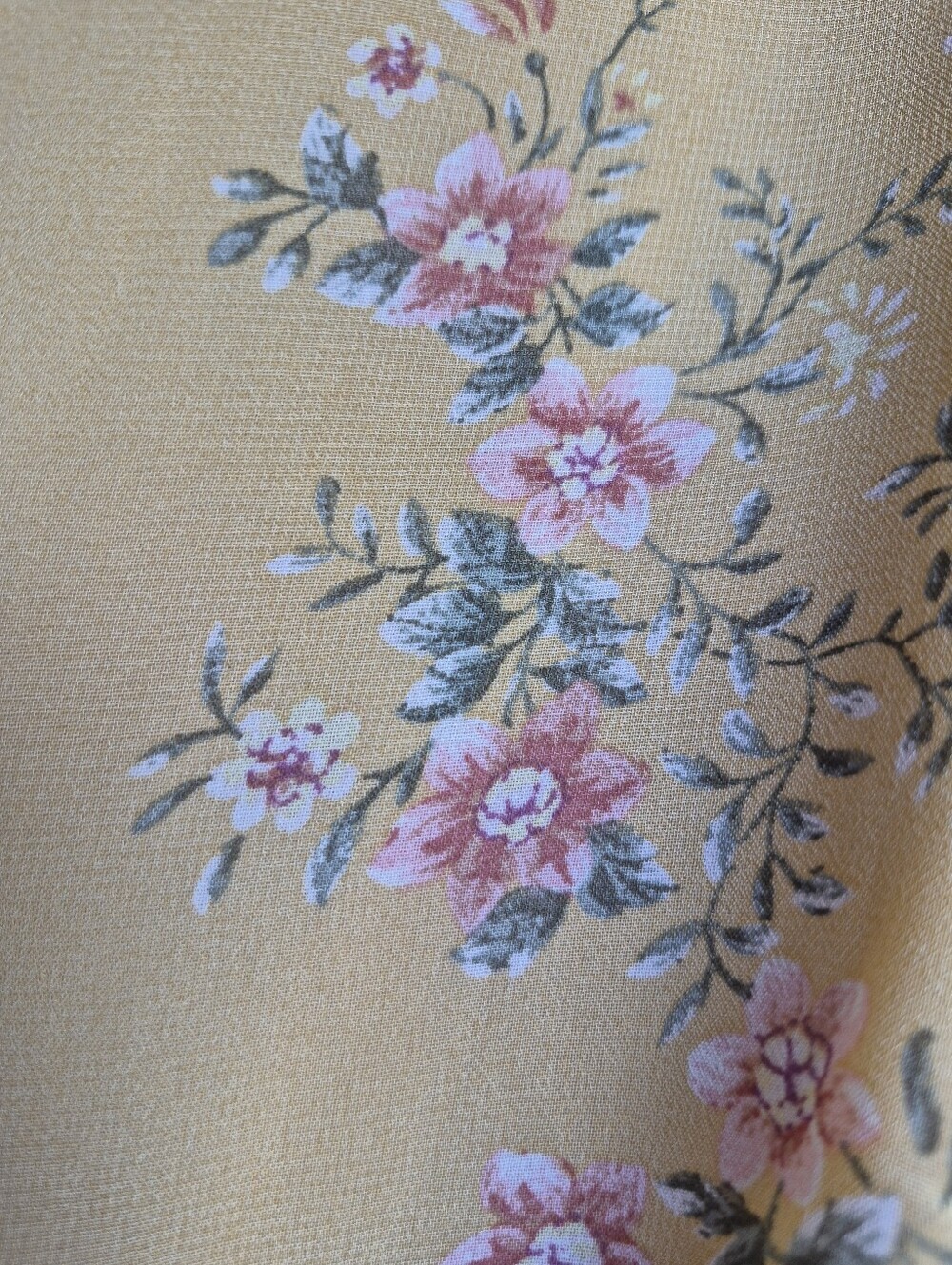 Design Lab Lord & Taylor Mustard Yellow Floral Wrap-Style Mini Dress - Picture 4 of 5